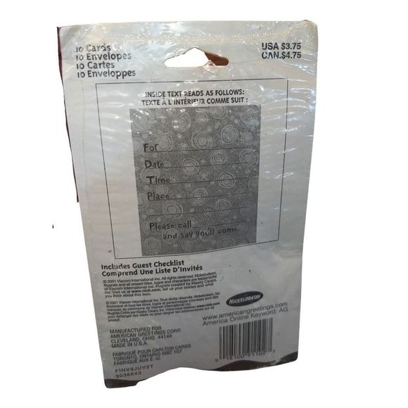 Rugrats Chuckie It's A Party 10 Invites Vintage Retro 90s American Greetings - Picture 2 of 3